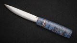 Якутский нож № 2 (кованая Х12МФ, стабилизированная карельская береза синяя, кованый дол), фото 6