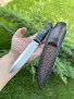 Нож Скорпион (QPM 53, синий акрил, стабилизированный граб, инкрустация скорпион, формованные ножны), фото 2