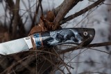 Нож Соболь (S90V, макуме, стабилизированный зуб мамонта, рог буйвола, формованные ножны, скрим шоу Соболь), фото 5